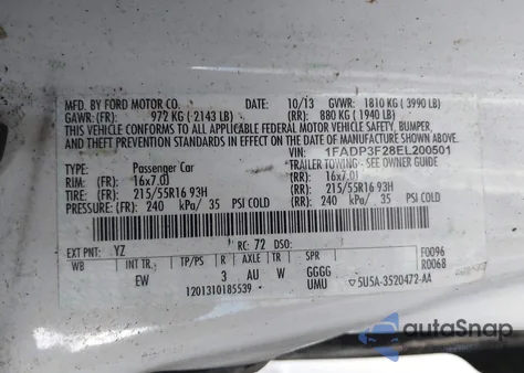 2014 Ford Focus Se from USA, damaged, VIN 1FADP3F28EL200501